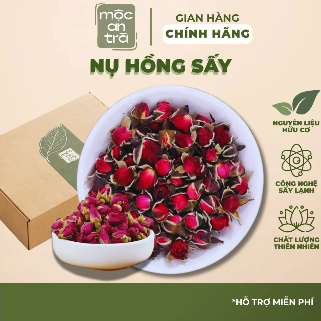 Nụ Hồng Sấy Khô Tự Nhiên 100gr Hoa To Màu Đẹp Thơm Nhẹ Dùng Pha Trà, Làm Đẹp Da, Thư Giãn Tốt Cho Sức Khỏe