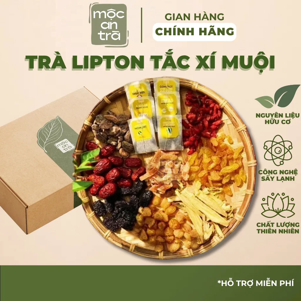 Trà Lipton Tắc Xí Muội Cam Thảo – Thảo Mộc 9 Vị (Cam thảo, Vỏ quất, Táo đỏ, Xí muội, Long nhãn) – Thanh Nhiệt, Giải Khát