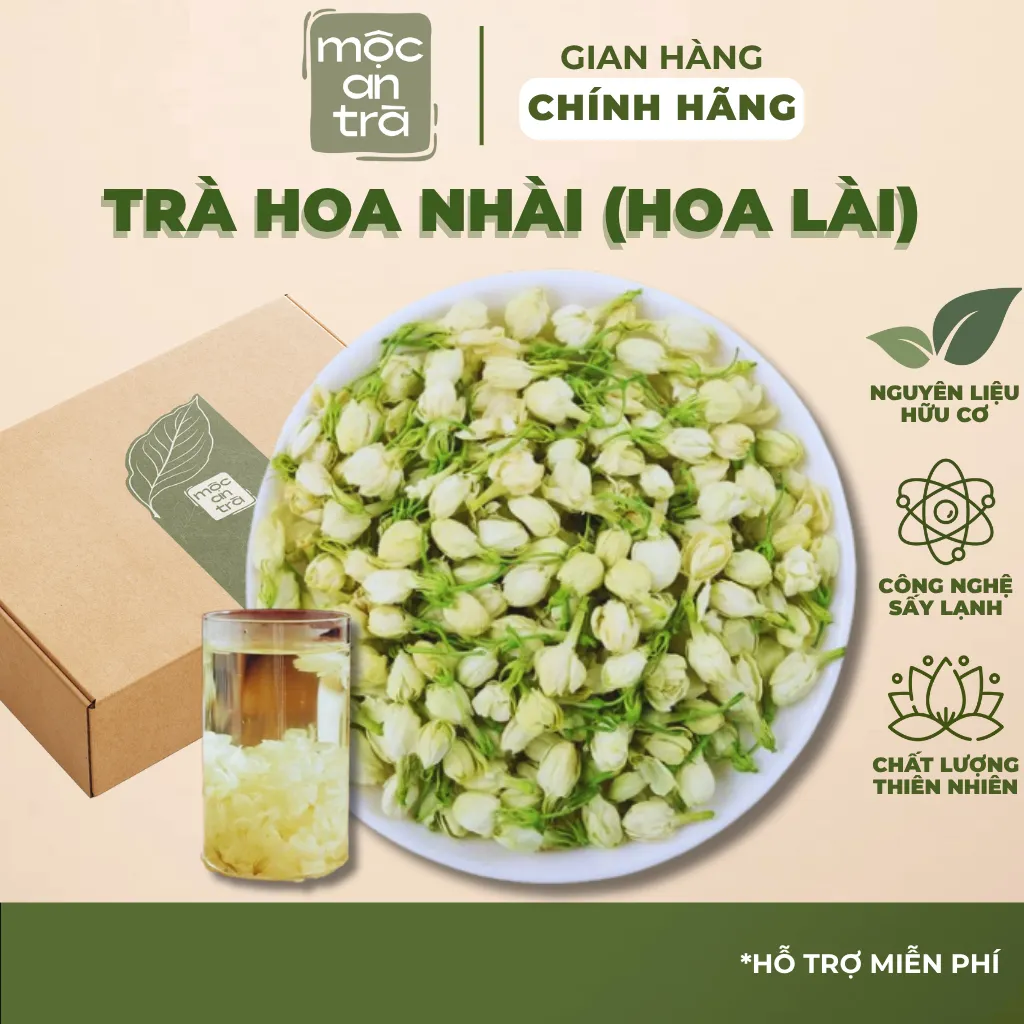 Hoa Nhài (Hoa Lài) 100gr Sấy Khô Tự Nhiên, Hoa Trắng Thơm Đậm, Giúp Thư Giãn, Làm Đẹp Da, Thanh Lọc Cơ Thể